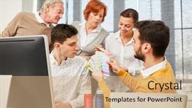  Presentation with design teal color - Theme with workshop with color palette making background and a coral colored foreground