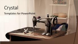  Presentation with sewing machine - Slides with workshop with old sewing machine background and a lemonade colored foreground