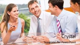  Presentation with new business ideas - PPT layouts featuring workshops seminars - portrait of several business people background and a lemonade colored foreground