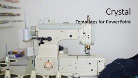  Presentation with tailoring - Presentation theme having workshops tables - background image of modern sewing background and a  colored foreground