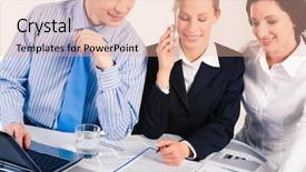 Presentation with women meeting - Presentation theme with workshops tables - photo of three partners working background and a lemonade colored foreground