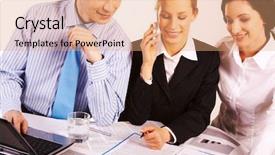  Presentation with women meeting - Presentation enhanced with workshops tables - photo of three partners working background and a  colored foreground
