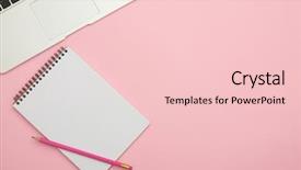  Presentation with laptop - Amazing slide set having workspace with jotter and laptop backdrop and a lemonade colored foreground