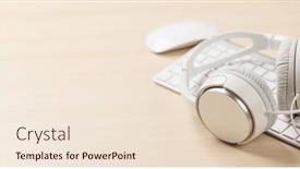  Presentation with creativity - Presentation theme consisting of workspace-with-keyboard-mouse background and a lemonade colored foreground