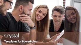  Presentation with big group people - Beautiful slides featuring workteam - group of three people analyze backdrop and a  colored foreground