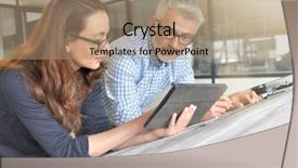  Presentation with working together - Presentation enhanced with workteam - industrial designers working together background and a coral colored foreground