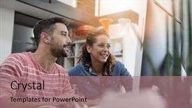  Presentation with twinkling stars in outer space - Amazing slide set having workteam - start-up people working on desktop backdrop and a  colored foreground