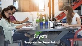  Presentation with working - Slide deck with workteam - trendy young people working background and a  colored foreground