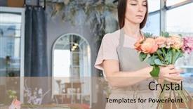  Presentation with pretty female military - Slide set enhanced with workwear going to pack bunch background and a coral colored foreground