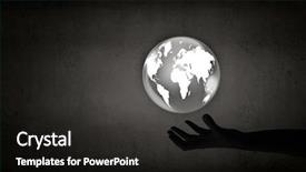  Presentation with digital technologies - Amazing slide deck having globalization world - man's hand holding digital earth backdrop and a dark gray colored foreground