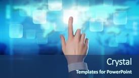  Presentation with man heart attact hand hold - Presentation theme with key world - man's hand pushing the button background and a ocean colored foreground