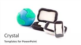  Presentation with computer vision abstract digital eye - Presentation design with virtual world - plasticine of digital family background and a white colored foreground