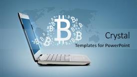  Presentation with money bitcoin - PPT layouts having money key world - technology and advertisement concept background and a light blue colored foreground