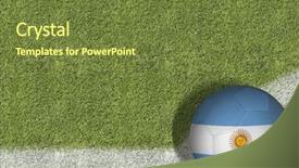  Presentation with soccer field - Theme featuring argentina ball in a soccer background and a tawny brown colored foreground