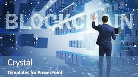  Presentation with blockchain - Slides consisting of world bank - businessman in blockchain cryptocurrency concept background and a teal colored foreground