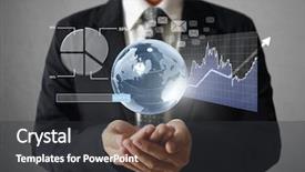  Presentation with world bank - Presentation design having world bank - businessman with financial symbols coming background and a dark gray colored foreground