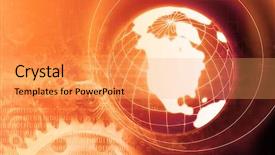  Presentation with information technology - Presentation consisting of world bank - conceptual illustration of global use background and a yellow colored foreground