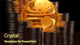  Presentation with world bank - Cool new presentation theme with world bank - diagram of growth from coins backdrop and a wine colored foreground