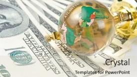  Presentation with world bank - Slide deck consisting of world bank - glass globe and dollars background and a soft green colored foreground