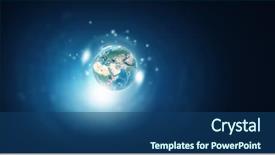  Presentation with hand holding earth - Colorful presentation theme enhanced with world blue - human hand holding digital icon backdrop and a  colored foreground