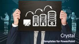  Presentation with black - Beautiful theme featuring world business blue matrix - businessman holding board against white backdrop and a wine colored foreground