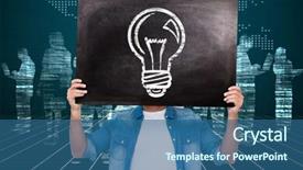  Presentation with black man - Presentation design consisting of world business blue matrix - casual man showing board background and a ocean colored foreground