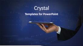  Presentation with oil gas icons - Presentation having world business blue matrix - digital composite of bit coin background and a ocean colored foreground