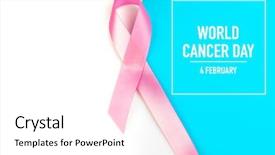  Presentation with world cancer day breast cancer - Slide deck featuring world cancer day breast cancer background and a white colored foreground