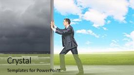  Presentation with young business man - PPT theme enhanced with world change - image of young business man background and a yellow colored foreground