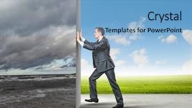  Presentation with young business man - Theme enhanced with roasted coffee beans in bag on jute sack background and a light gray colored foreground