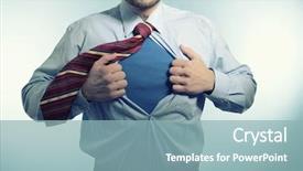  Presentation with business change - Presentation design with world change - super hero business man opening background and a light blue colored foreground