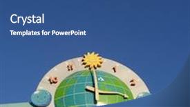  Presentation with clock face - PPT theme consisting of world clock face background and a ocean colored foreground