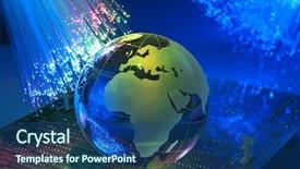  Presentation with world globe earth - PPT layouts consisting of world communication - computer data concept with earth background and a ocean colored foreground