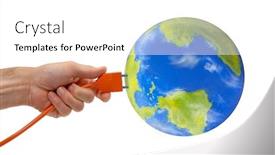  Presentation with electric cable - Audience pleasing presentation theme consisting of world-connection-with-electric-cable backdrop and a white colored foreground