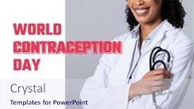  Presentation with global red - Presentation enhanced with world-contraception-day-text background and a sky blue colored foreground