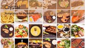  Presentation with restaurant - Presentation enhanced with world cuisine - collage of restaurant dishes background and a coral colored foreground