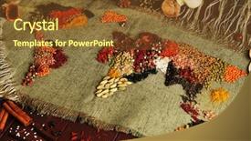  Presentation with spices - Slide set with world cuisine - spices on sackcloth background background and a tawny brown colored foreground