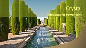  Presentation with cordoba - PPT theme with world culture - gardens at the alcazar de background and a tawny brown colored foreground
