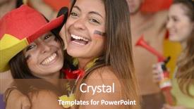  Presentation with soccer fans - Presentation theme featuring team football - happy couple of girlfriends sport background and a red colored foreground