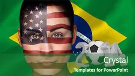  Presentation with america flag - Slide set with world cup soccer - composite image of america football background and a forest green colored foreground