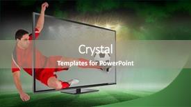  Presentation with football play diagram - Presentation design having world cup soccer - composite image of fit football background and a  colored foreground