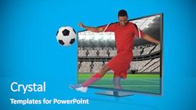  Presentation with football play diagram - Theme enhanced with world cup soccer - composite image of football player background and a  colored foreground