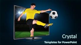  Presentation with football play diagram - Amazing PPT theme having world cup soccer - composite image of football player backdrop and a navy blue colored foreground