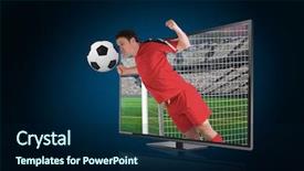  Presentation with football blue - Presentation theme consisting of world cup soccer - composite image of football player background and a navy blue colored foreground