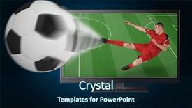  Presentation with football blue - Slide set featuring world cup soccer - fit football player playing background and a  colored foreground