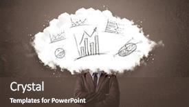  Presentation with cloud - PPT layouts featuring world currency - elegant business man cloud head background and a tawny brown colored foreground