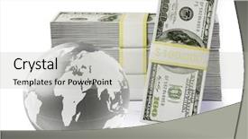  Presentation with globe - PPT layouts consisting of world currency - globe on a silver dollar background and a light gray colored foreground