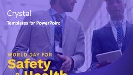  Presentation with health building - Slide set featuring world-day-for-safety background and a light blue colored foreground