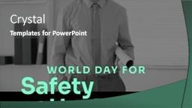  Presentation with health building - Presentation theme enhanced with world-day-for-safety background and a gray colored foreground