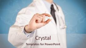  Presentation with doctor - Slide set featuring world drugs - male doctor in white coat background and a  colored foreground